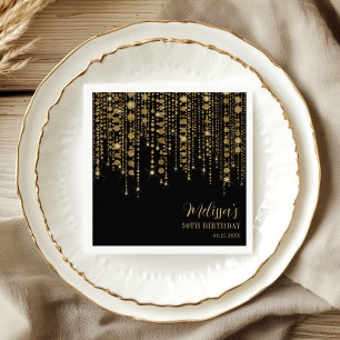 Black Gold Light String Adult Birthday Napkin