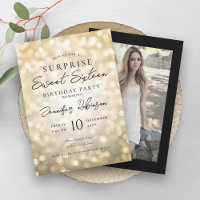 Black Gold Lights Photo SURPRISE Sweet 16