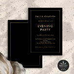 Black Gold Line Border Wedding Evening Party Invitation<br><div class="desc">Simple Black and Gold Line Border Wedding Evening Party. Fully customisable. Available digitally and printed. Easy to personalise the text to your details and change colours of typography and background on each side can be changed to any or your choice via the edit further option.</div>