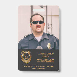 Black Gold Lion Business Logo Photo Employee  ID Badge