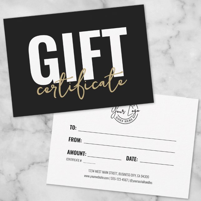 Black Gold Logo Business Gift Certificate Invitation (Your Logo Black Gold Business Gift Certificate Invitation )