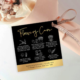 Black & Gold Logo Flowers Care Guide Hang Tag