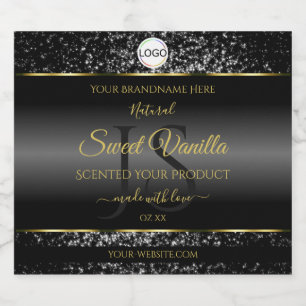 Black Gold Logo Initials Glitter Product Labels