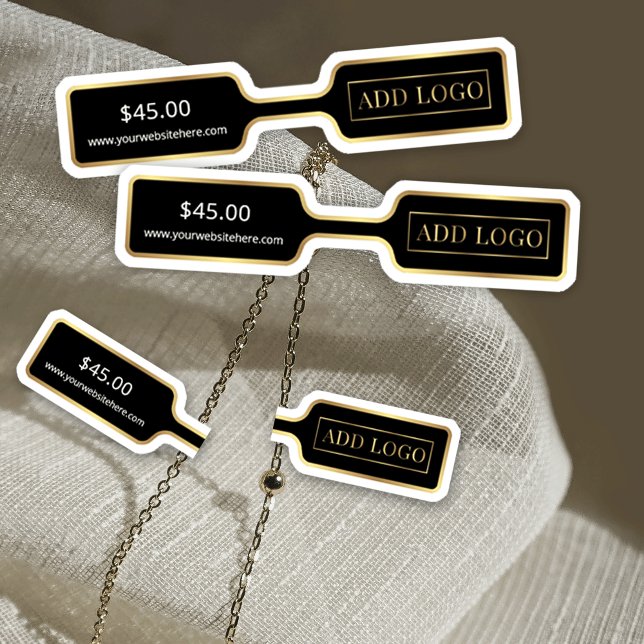 Black & Gold Logo Jewerly Price Tag Barbell Label (Black and gold barbell price tag labels, great for jewelry, accessories and more!)