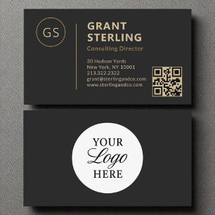 Black Gold Logo Minimalist Professional QR Code Business Card