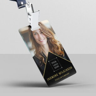 Black  gold Logo Modern photo professional ID Badge