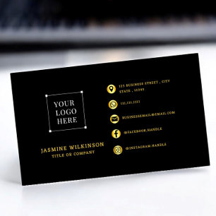 Black  gold Logo Modern Social Media Icons Business Card