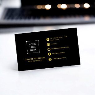 Black  gold Logo Modern Social Media Icons Business Card