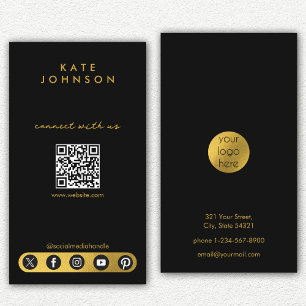 Black Gold Logo Social Media Connect With Us Business Card