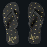 Black & Gold Love Hearts Jandals<br><div class="desc">Very trendy and very chic,  treat yourself or someone special to this black and gold love hearts flip flops.</div>