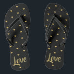 Black & Gold Love Hearts Jandals<br><div class="desc">Very trendy and very chic,  treat yourself or someone special to this black and gold love hearts flip flops.</div>