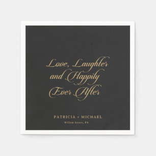 Black Gold Love Laughter and Happily Ever After  Napkin