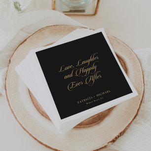 Black Gold Love Laughter and Happily Ever After Napkin