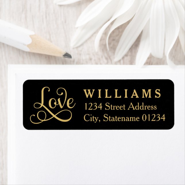 Black Gold Love Script Wedding Address (Insitu)
