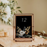 Black Gold Luxe Floral Wedding Table Card<br><div class="desc">Our "Watercolor Moody Florals" collection features dark florals in black, teal and midnight blue colours with golden accents combined with elegant typography for all your occasions. Mix and match the items as you wish and contact us if you have any special requests through chat or email. Check our store for...</div>