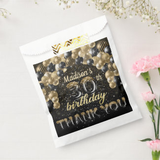 Black Gold Luxury 30th Birthday Personalised Favour Bags