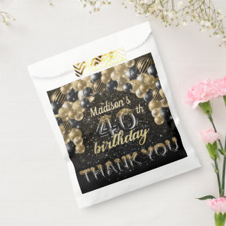Black Gold Luxury 40th Birthday Personalised Favour Bags
