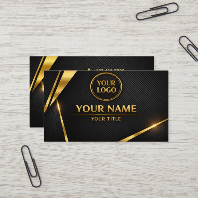 Black & Gold Luxury Business Card  (Front/Back In Situ)