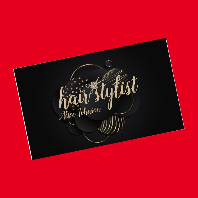 Black gold luxury elegant professional hair salon business card (Creator Uploaded)
