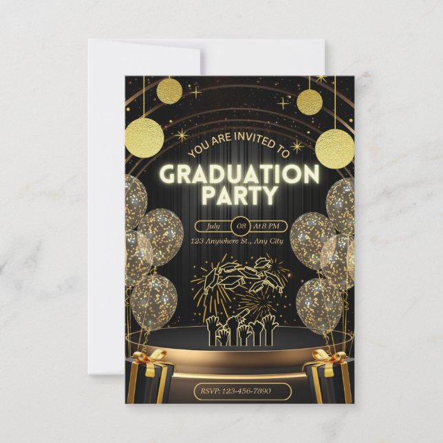 Black & Gold Luxury Graduation Invitation Party (Front)