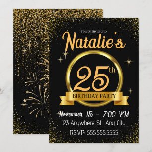 Black Gold Luxury Happy Birthday Party Invitation