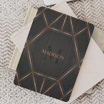 Black Gold Luxury Modern Minimal Abstract  iPad Mini Cover<br><div class="desc">A cool luxurious style abstract iPad cover featuring black and gold geometric design. Personalise with your monogram and name.</div>