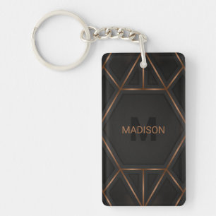 Black Gold Luxury Modern Minimal Abstract Key Ring