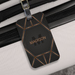 Black Gold Luxury Modern Minimal Abstract  Luggage Tag<br><div class="desc">A cool luxurious style abstract luggage tag featuring black and gold geometric design. Personalise with your monogram and name.</div>