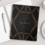Black Gold Luxury Modern Minimal Abstract Planner<br><div class="desc">A cool luxurious style abstract planner featuring black and gold geometric design. Personalise with your monogram and name.</div>