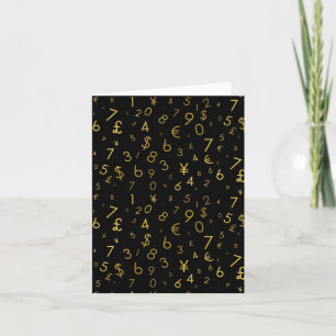 Black Gold Luxury Numbers Currency Symbols Pattern Card