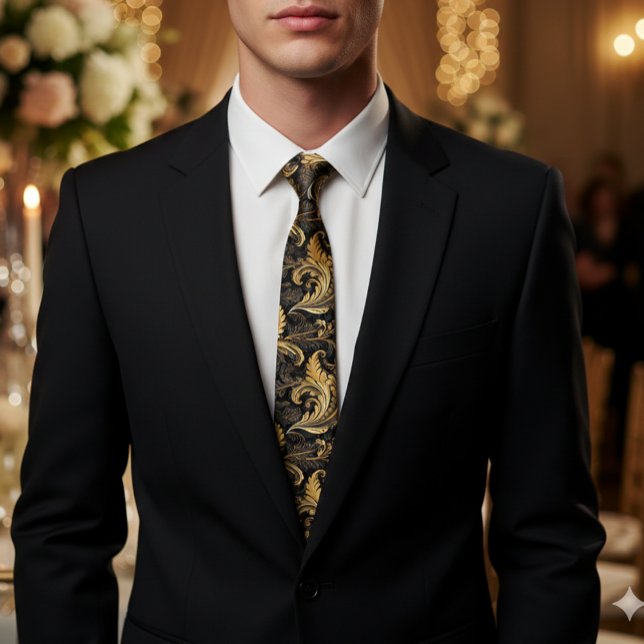 Black Gold Luxury Pattern Necktie (Creator Uploaded)