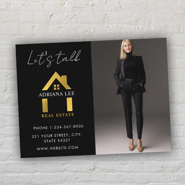 Black Gold Luxury Photo Real Estate House Logo Postcard (Black Gold Luxury Photo Real Estate House Logo Postcard)
