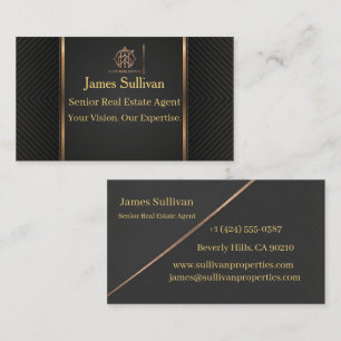 Black Gold Luxury Real Estate Agent Business Card 