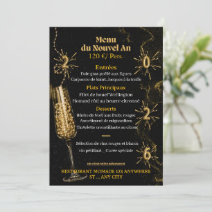 Black & Gold Luxury Sparkle Dinner Menu Template