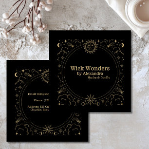 Black Gold Magical Apothecary Candle Square Business Card