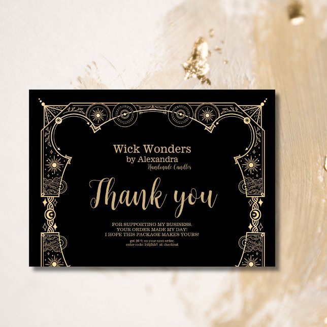 Black Gold Magical Apothecary Candle Thank You Card (Creator Uploaded)