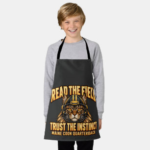 Black Gold Maine Coon Quarterback Football usa Art Apron