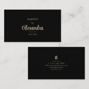 Black Gold Makeup Artist Elegant Script Monogram Business Card