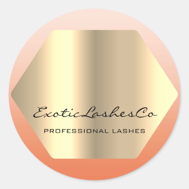 Black Gold Makeup Minimal  Lashes Brows PEACH Classic Round Sticker (Front)