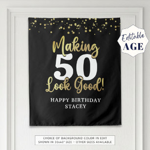 Black Gold Making AGE Look Good Name Confetti Tapestry