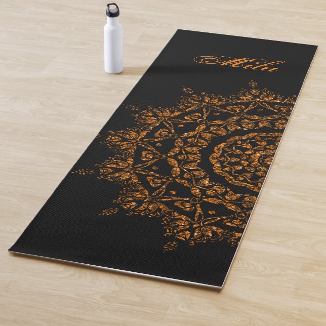 Black gold mandala background yoga mat (In Situ)