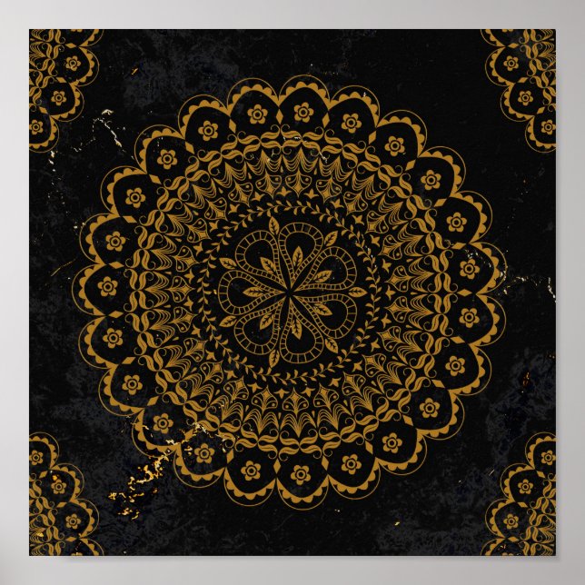 Black gold mandala poster (Front)
