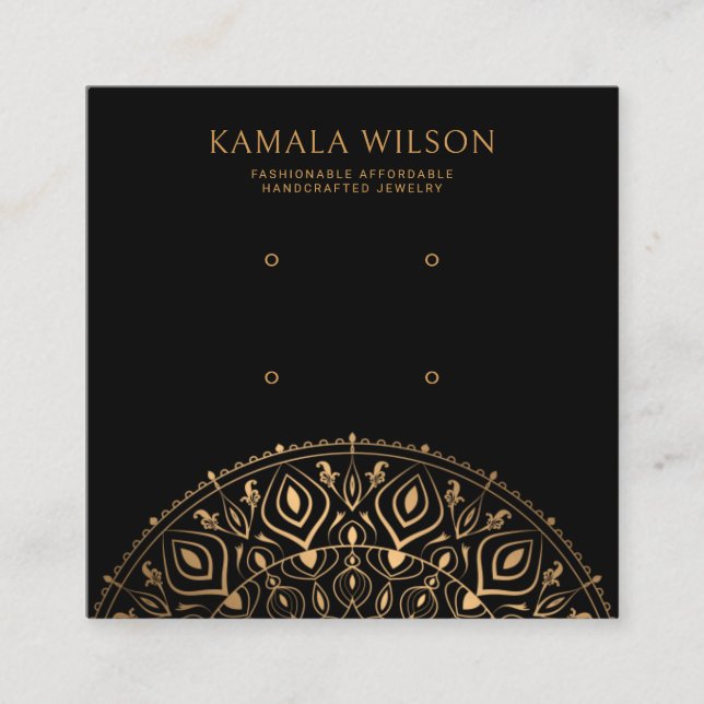 Black Gold Mandala Two Pair Earring Display Card (Front)