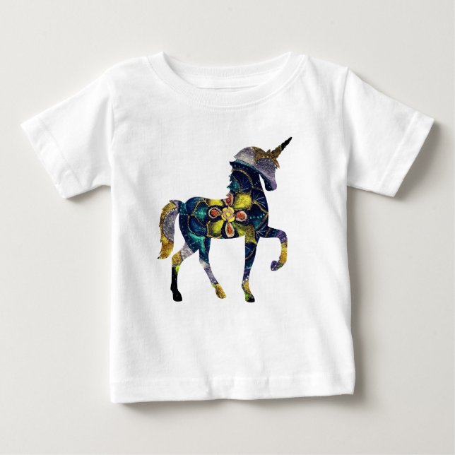 Black &  Gold Mandala Unicorn  Art Baby T-Shirt (Front)