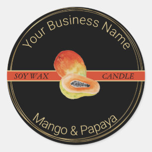 Black & Gold Mango & Papaya Candle Product Label