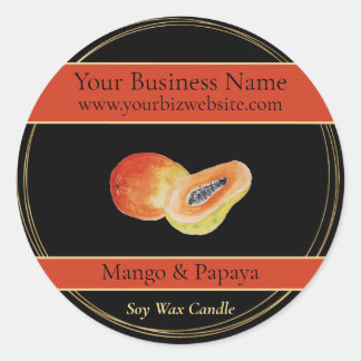 Black & Gold Mango & Papaya Candle Product Label