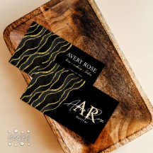 Black Gold Marble Agate Cosmetologist Beauty