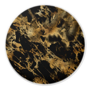 Black Gold Marble Agate Trendy Chic Modern Ceramic Knob