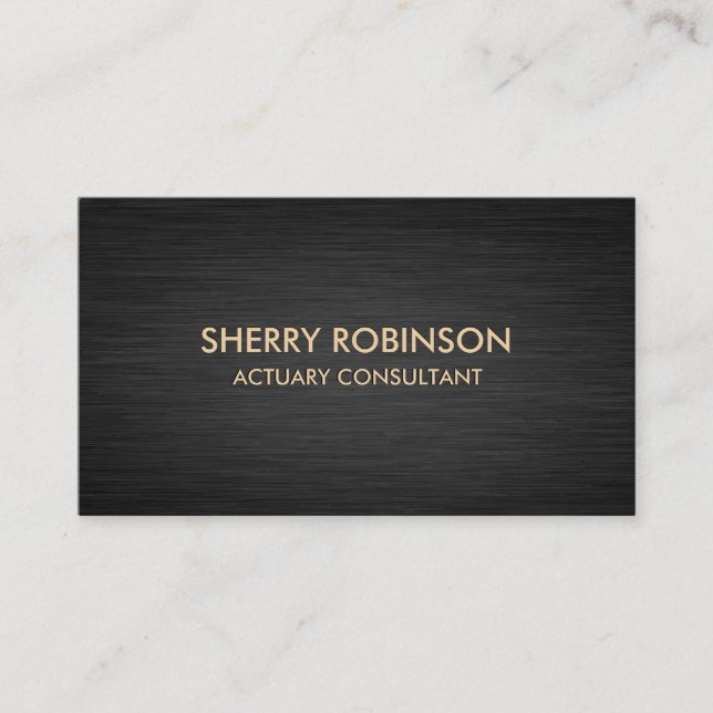 Black Gold Marble | Dark Metallic Brushed Business Card (Front)