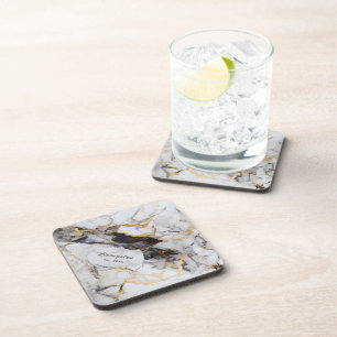 Black Gold Marble Established Personalised Coaster